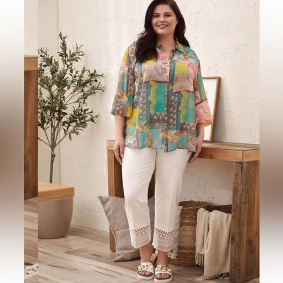 Laura Lace Detail Pull-On Pants Ivory - Picture 2 of 9